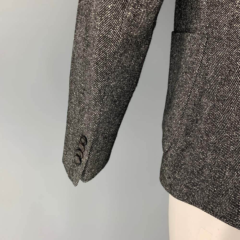 OFFICINE GENERALE Black White Herringbone Wool Silk Sport Coat - Picture 5 of 7